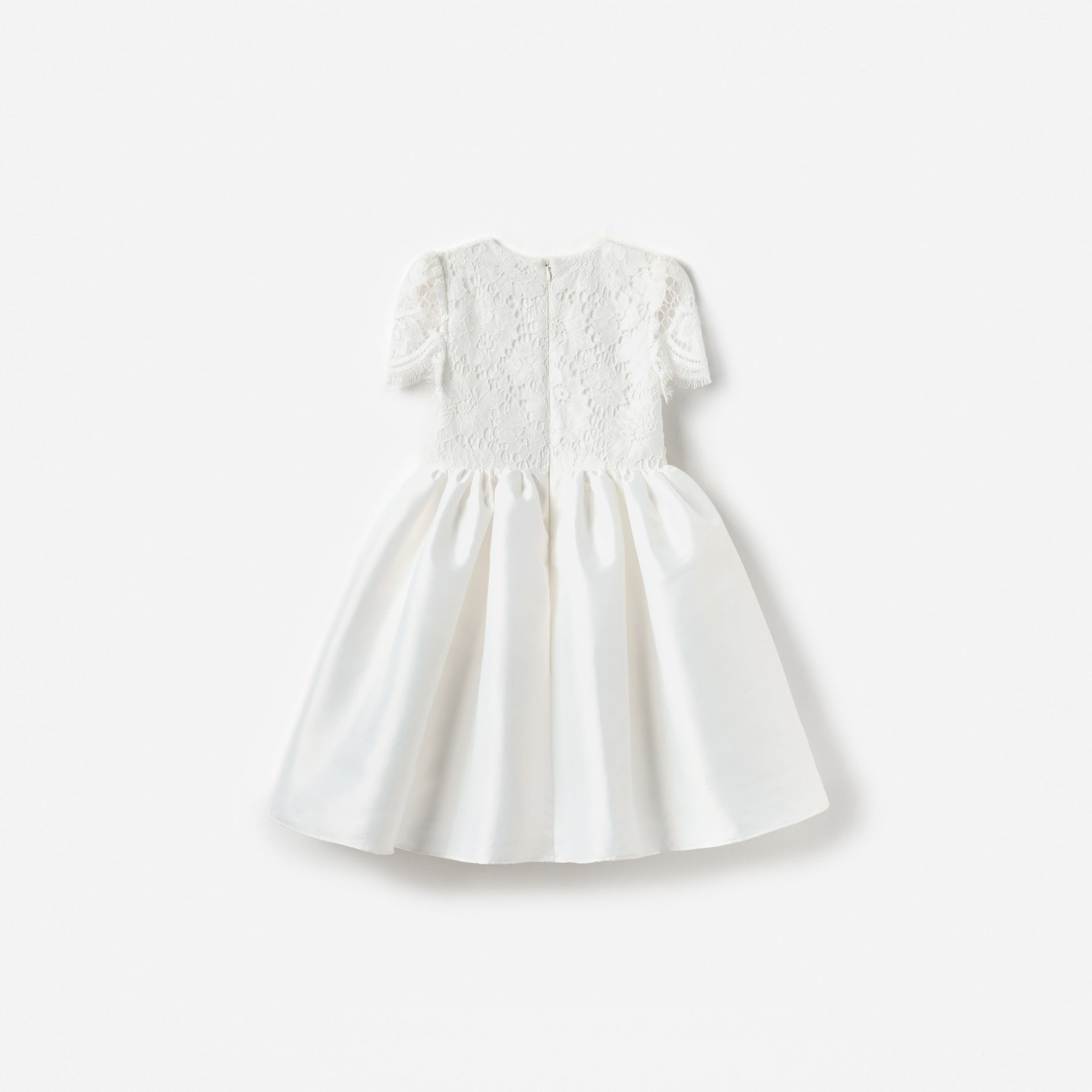 White Lace Taffeta Dress