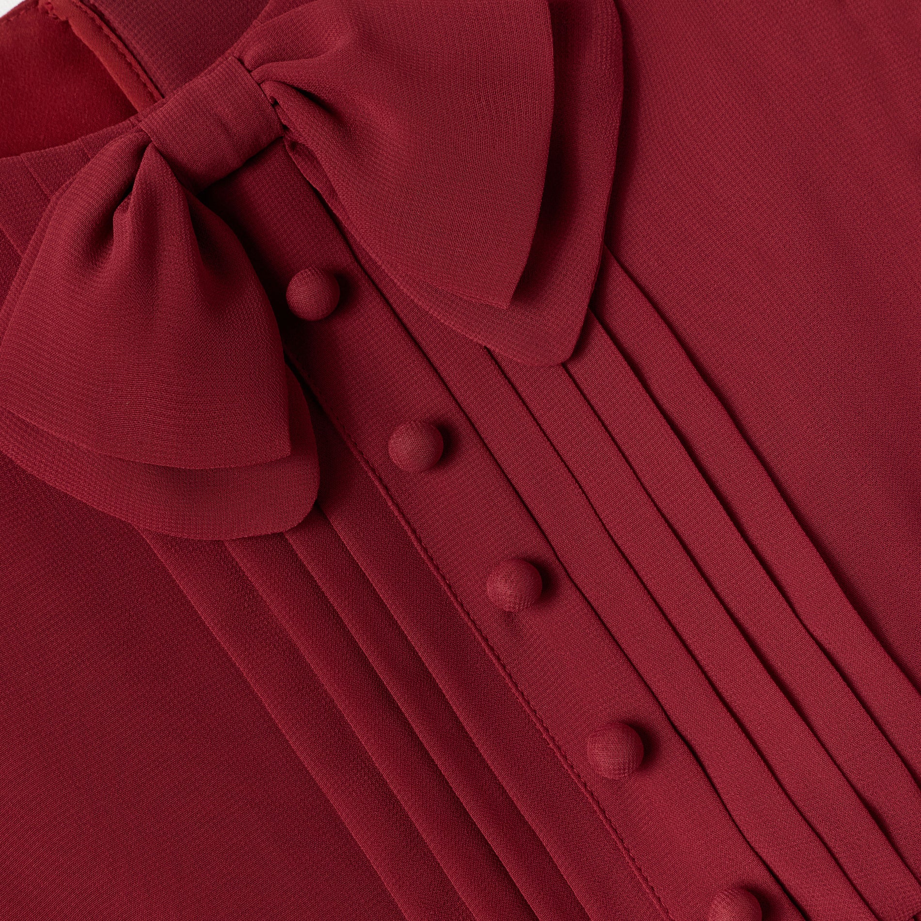 Burgundy Chiffon Long Sleeve Dress