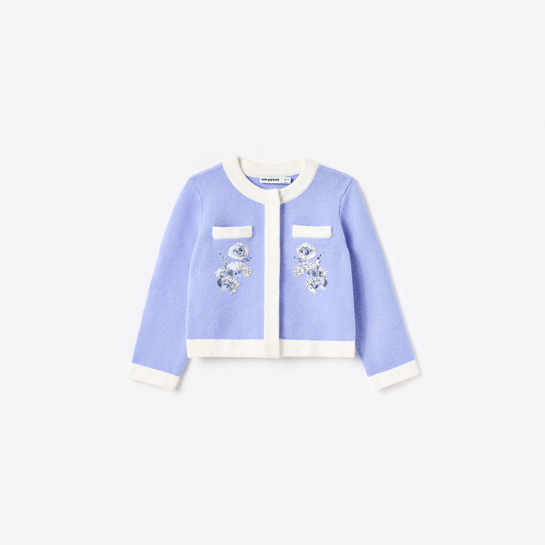 Blue Floral Knit Cardigan