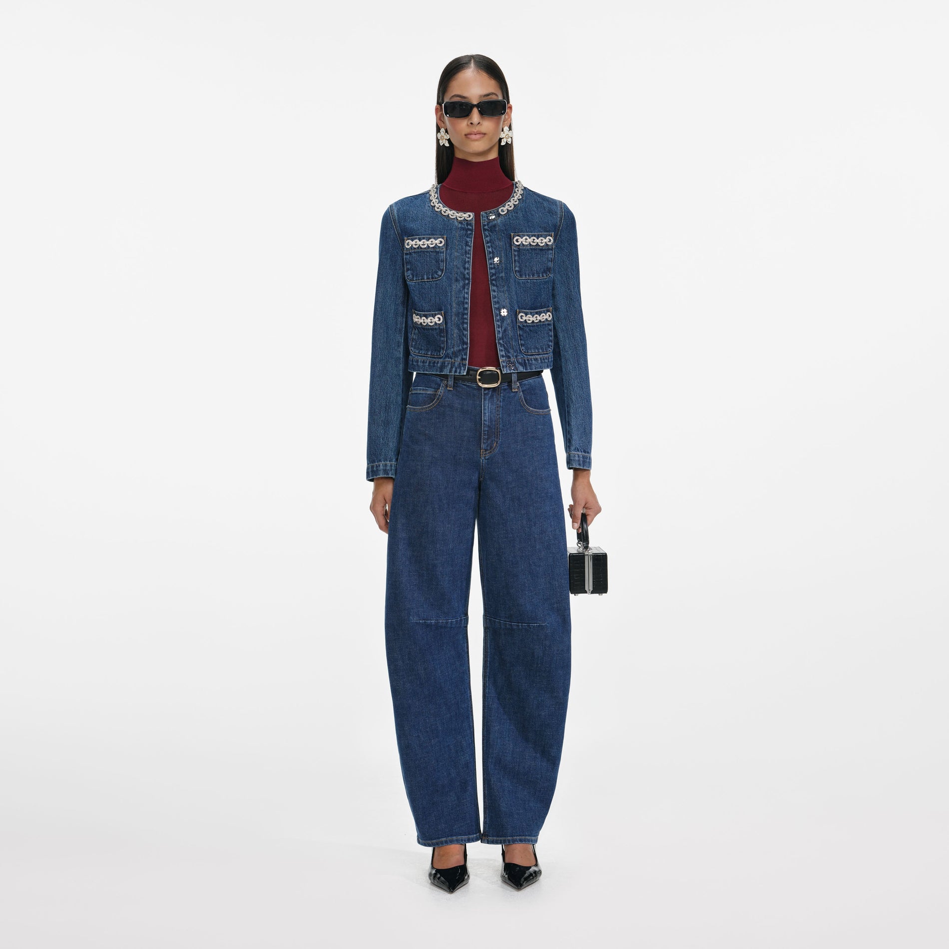 Crystal Trim Denim Jacket