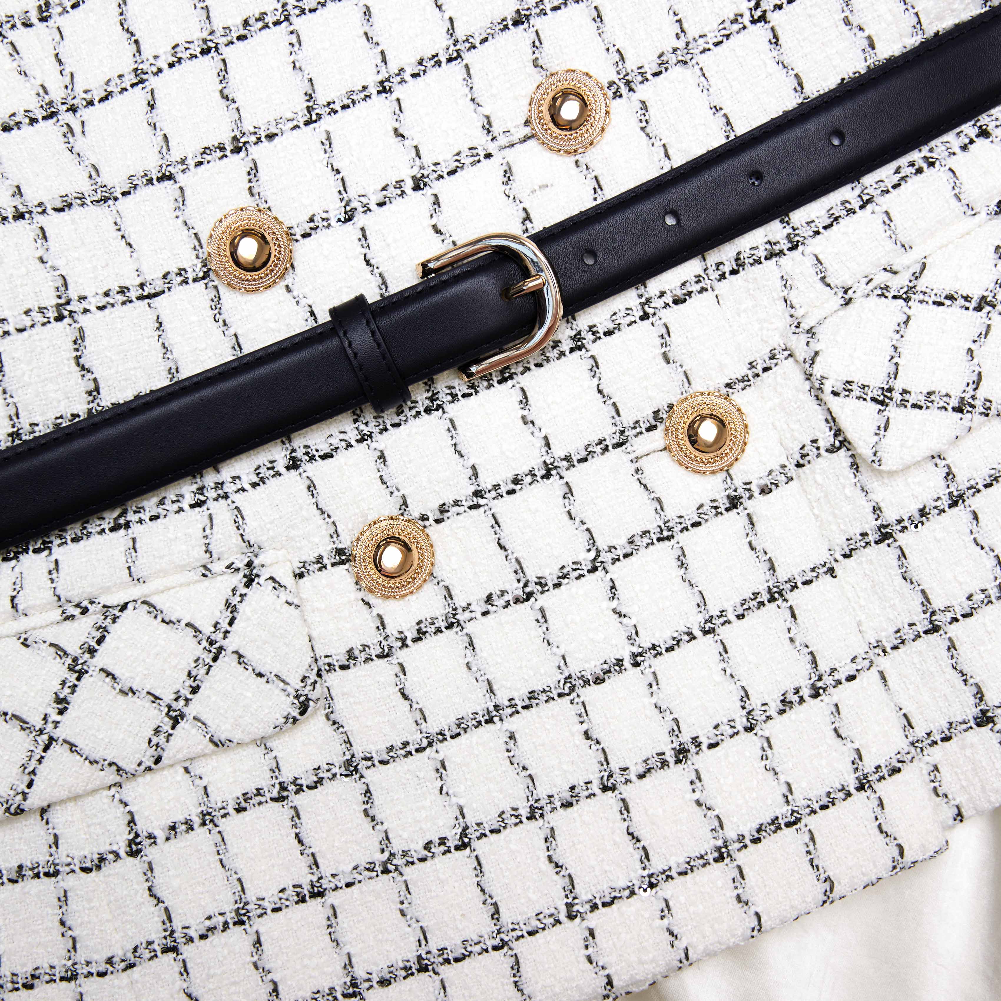 Check Boucle Midi Dress