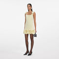 Yellow Crepe 3D Flower Mini Dress