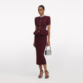 Burgundy Pointelle Knit Midi Dress