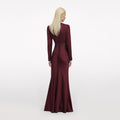 Burgundy Satin Maxi Dress