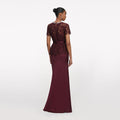 Burgundy Lace Satin Maxi Dress