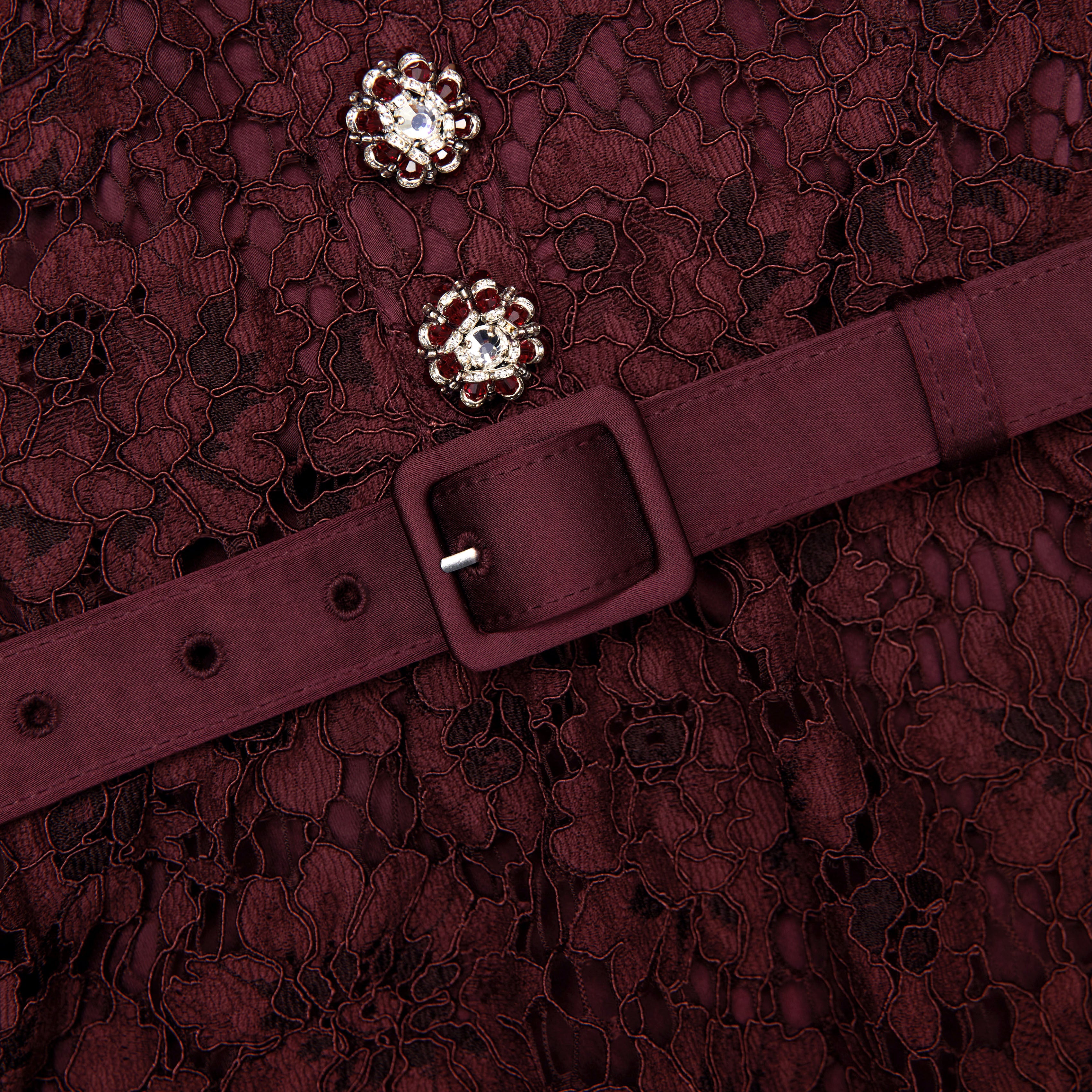 Burgundy Lace Satin Maxi Dress