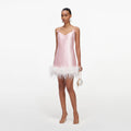 Pink Taffeta Feather Mini Dress