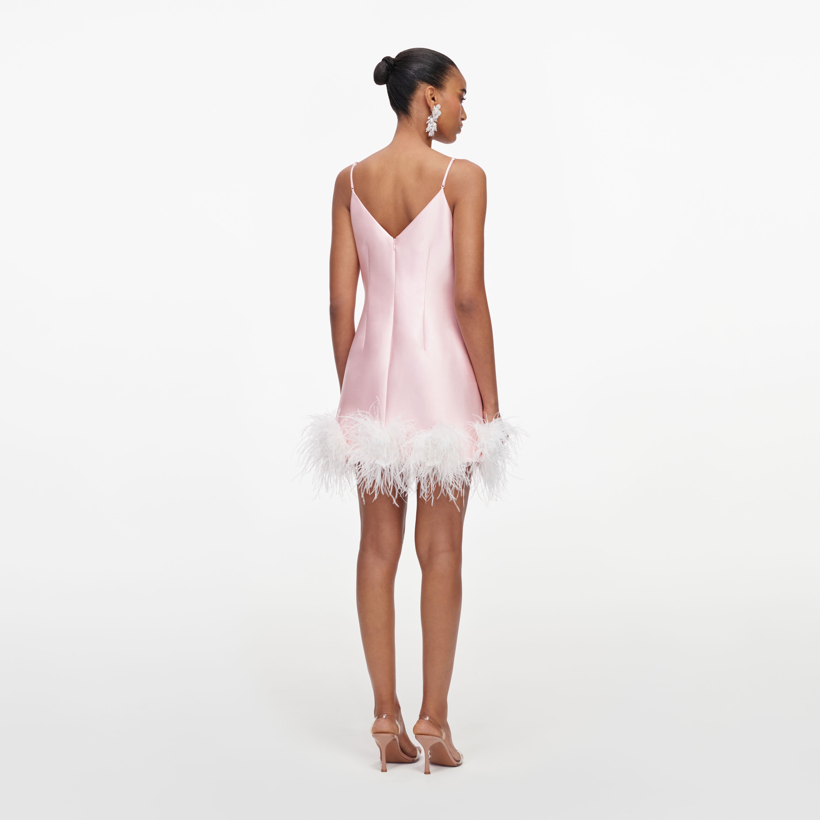 Pink Taffeta Feather Mini Dress