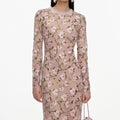 Pink Floral Sequin Maxi Dress