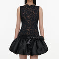 Black Lace Bubble Hem Mini Dress