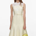 Yellow Taffeta Lace Midi Dress