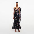 Black Floral Georgette Maxi Dress