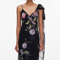 Black Floral Georgette Maxi Dress