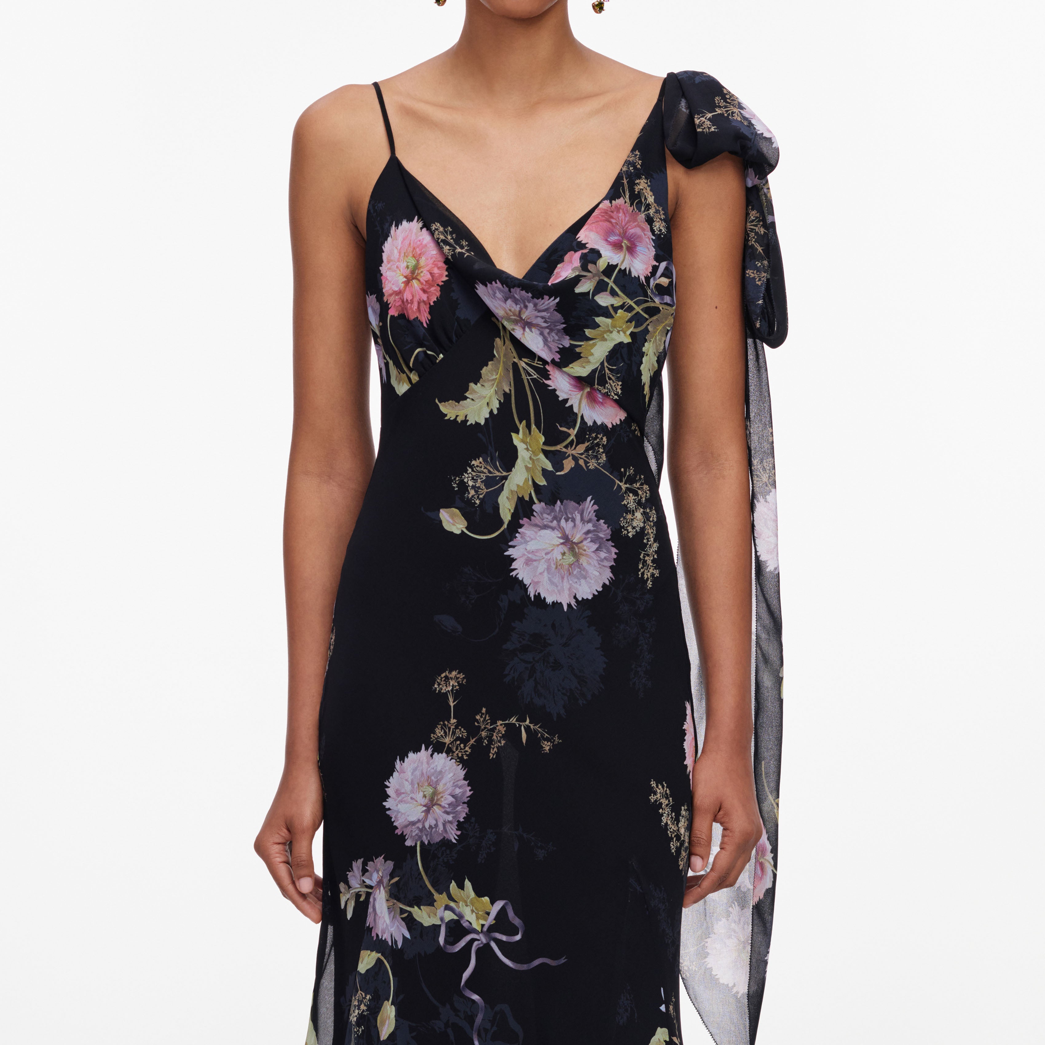 Black Floral Georgette Maxi Dress