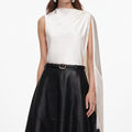 Cream Satin Fringed Scarf Top