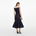 Navy Spiral Lace Midi Dress