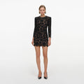 Black Lace Long Sleeve Mini Dress