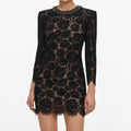 Black Lace Long Sleeve Mini Dress