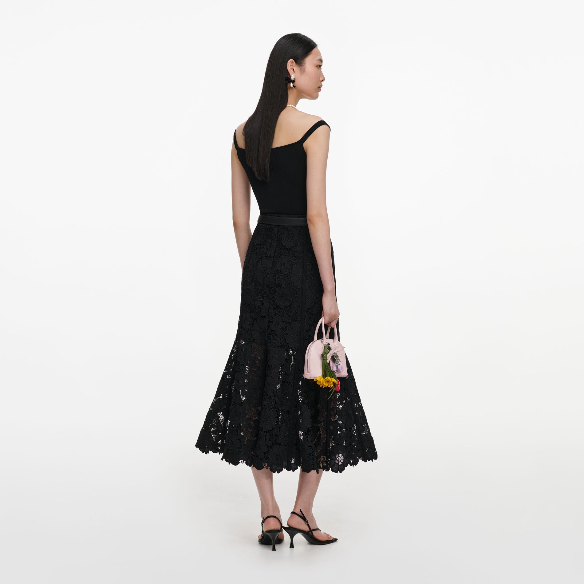 Black Lace Midi Skirt