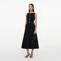 Black Boucle Crepe Midi Dress