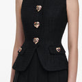 Black Boucle Crepe Midi Dress