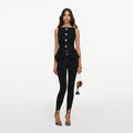 Black Wool Crepe Top