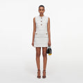 White Boucle Sleeveless Mini Dress