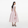 Pink Taffeta Buttoned Midi Dress