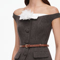 Brown Off Shoulder Collar Top