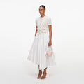 Cream Fringe Knit Cotton Midi Dress