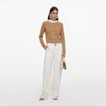 Brown Embellished Knit Cardigan
