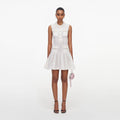 White Flower Trim Knit Mini Dress