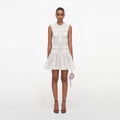 White Flower Trim Knit Mini Dress
