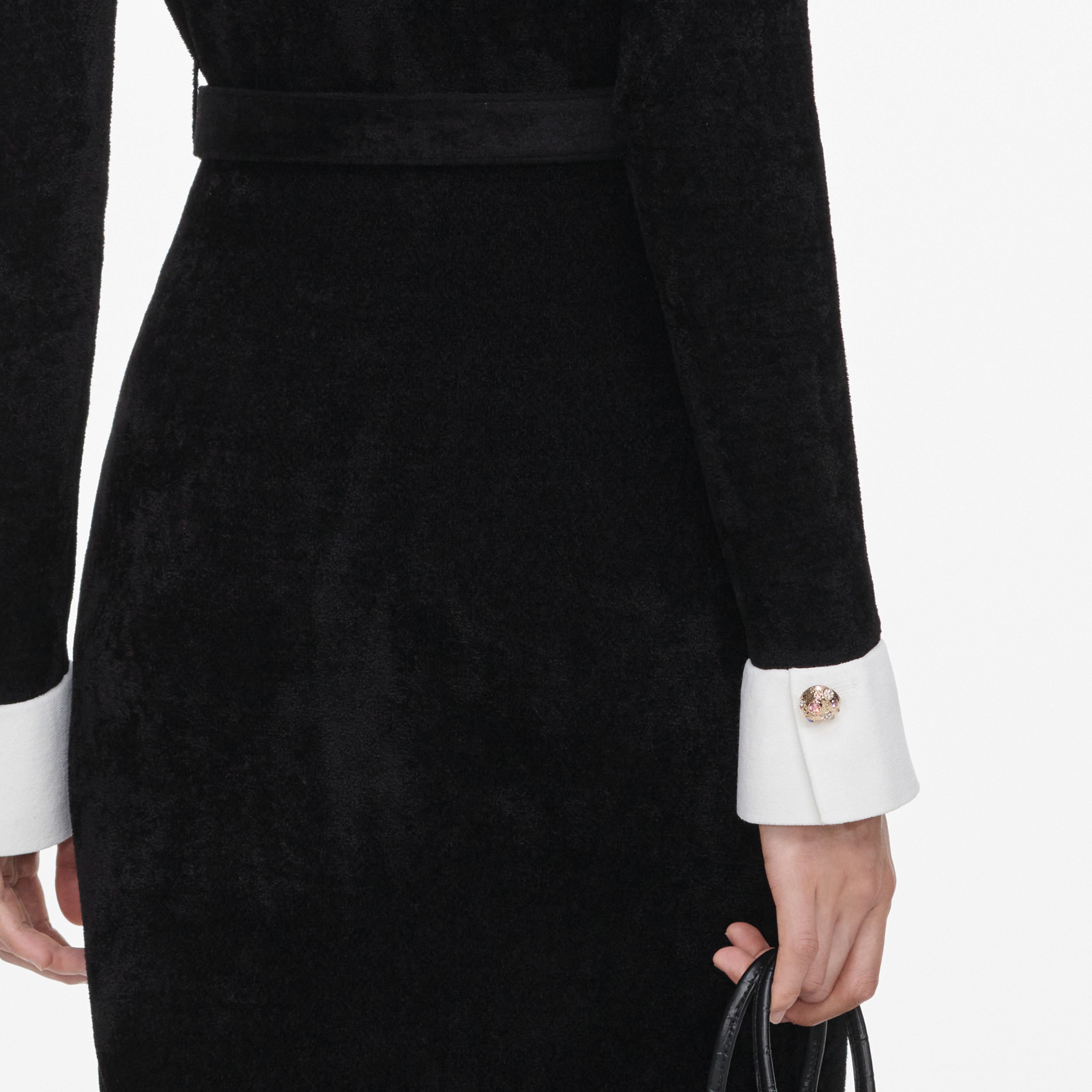 Black Chenille Knit Midi Dress