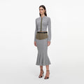 Grey Knit Khaki Denim Insert Midi Skirt
