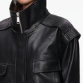 Black Faux Leather Bomber Jacket