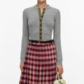 Burgundy Check Chiffon Midi Skirt