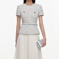 Blue Boucle Chiffon Midi Dress