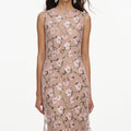 Pink Rhinestone Sequin Mesh Maxi Dress