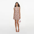 Pink Floral Sequin Embellished Mini Dress