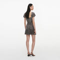 Grey Rhinestone Mesh Mini Dress