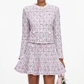 Pink Check Knit Cardigan