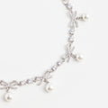 Crystal Bow Pearl Charm Bracelet