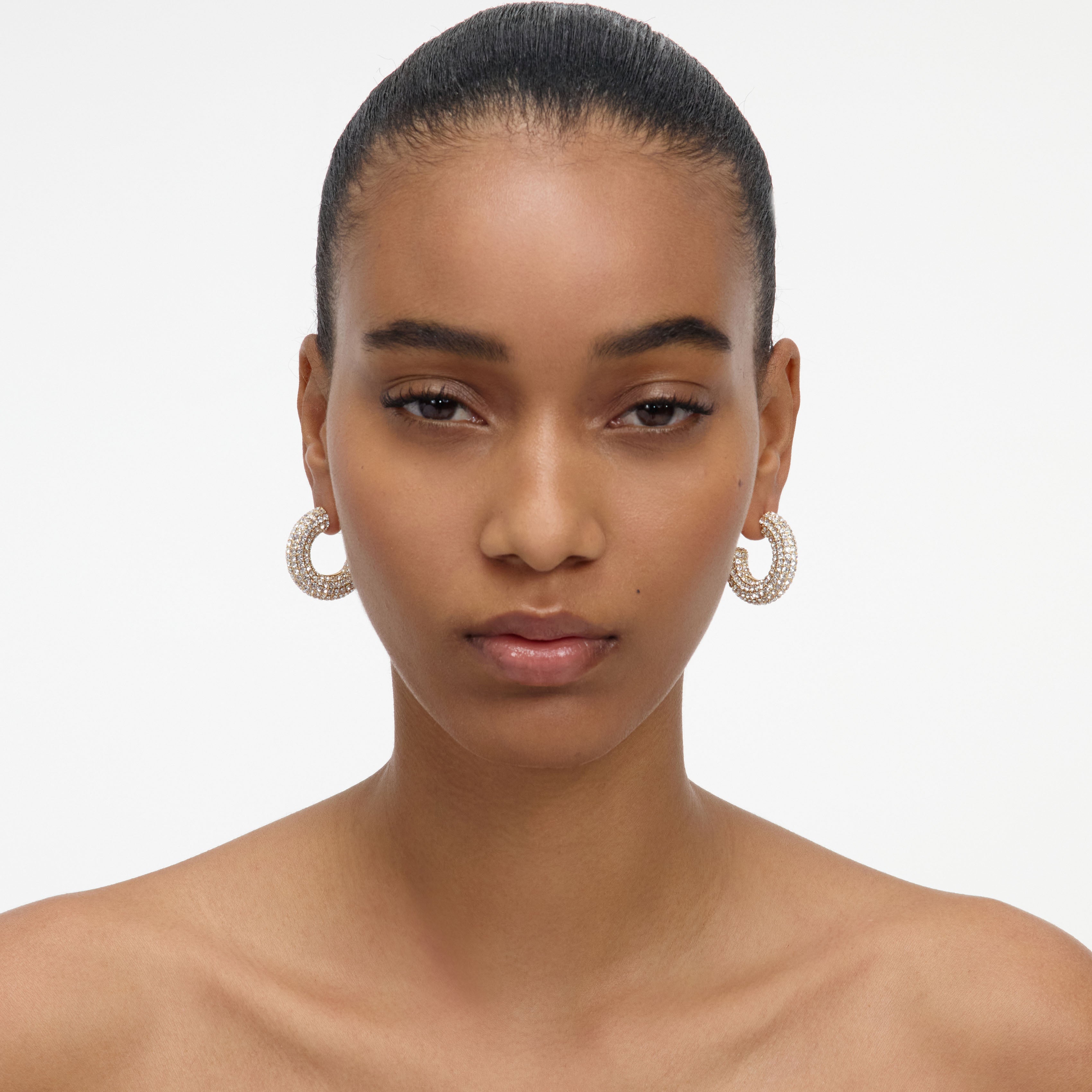 Gold Crystal Hoop Earring