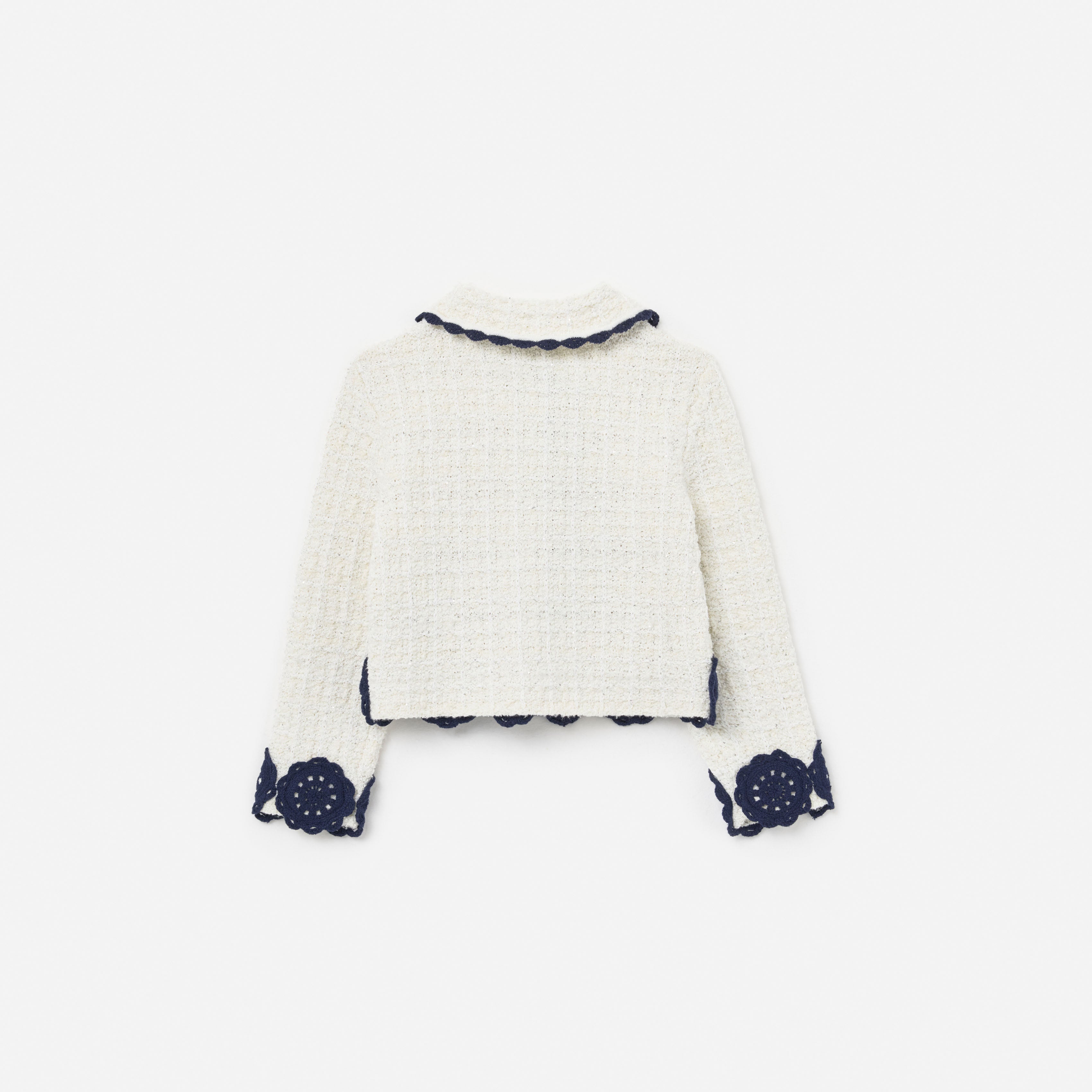 Cream Knit Contrast Trim Cardigan