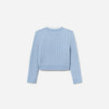 Blue Cable Knit Frill Cardigan