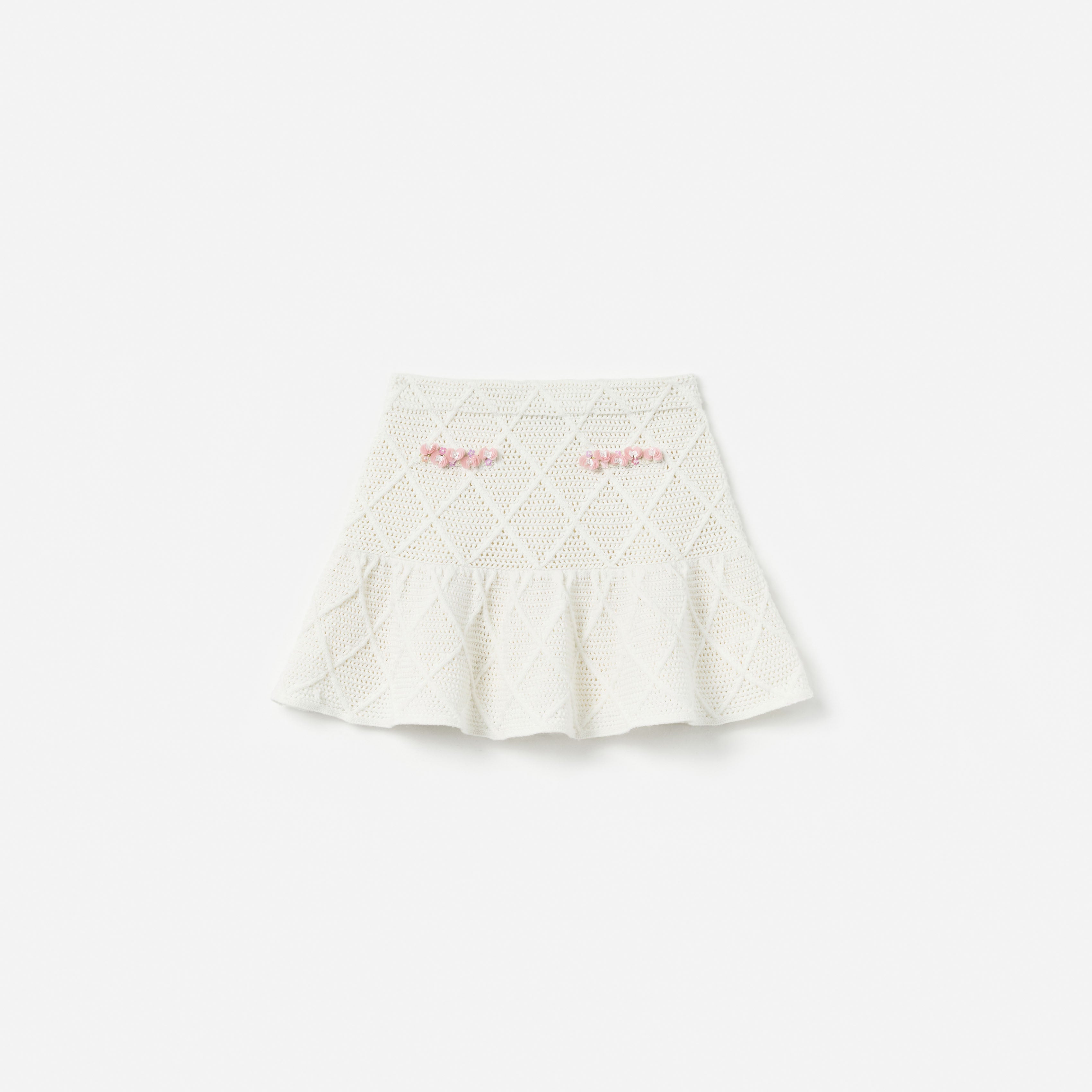 Cream Diamond Knit Skirt
