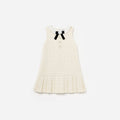 Cream Boucle Bow Dress