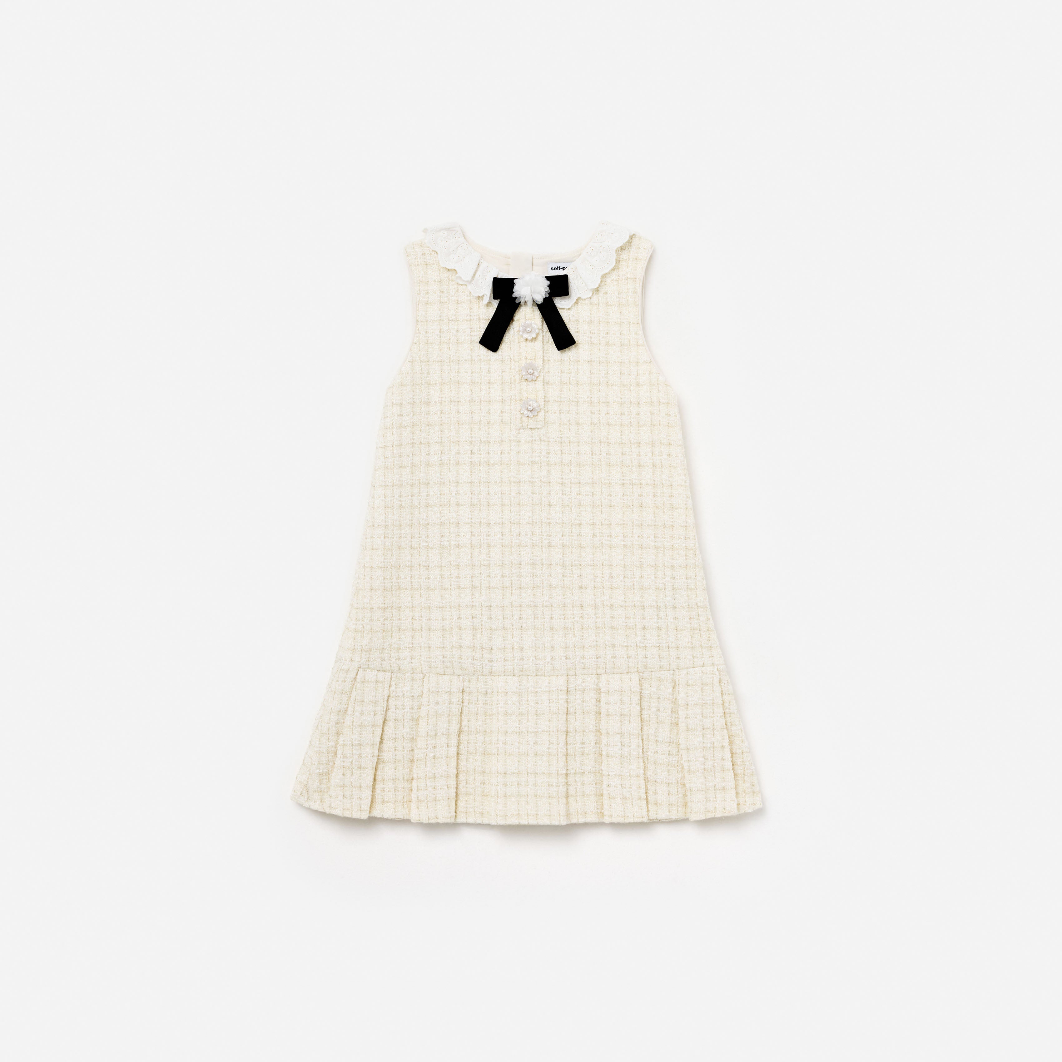 Cream Boucle Bow Dress