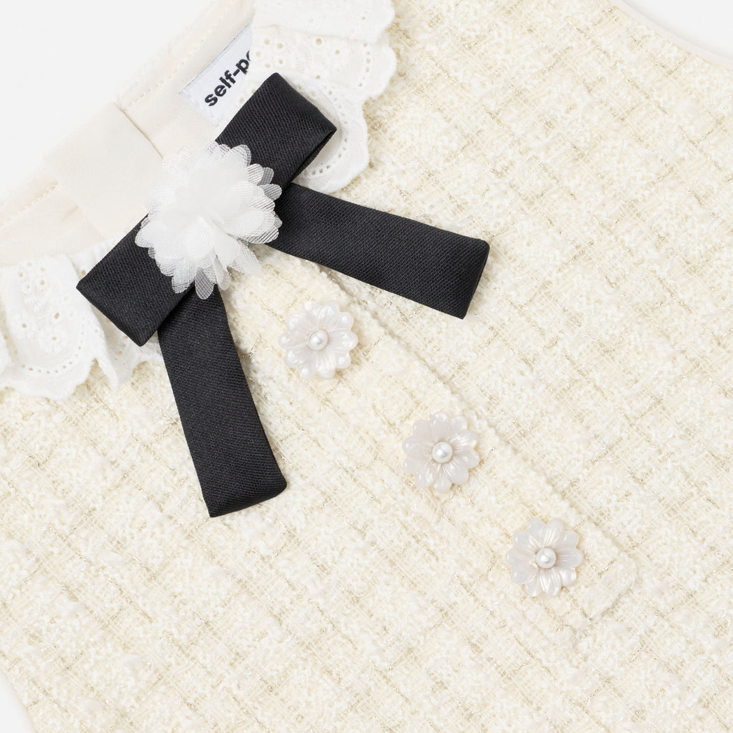 Cream Boucle Bow Dress
